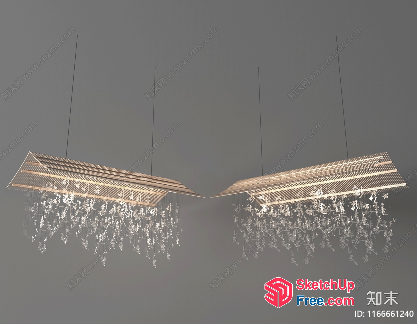 Modern Chandelier With Hanging Crystal Lights 3D SketchUp File