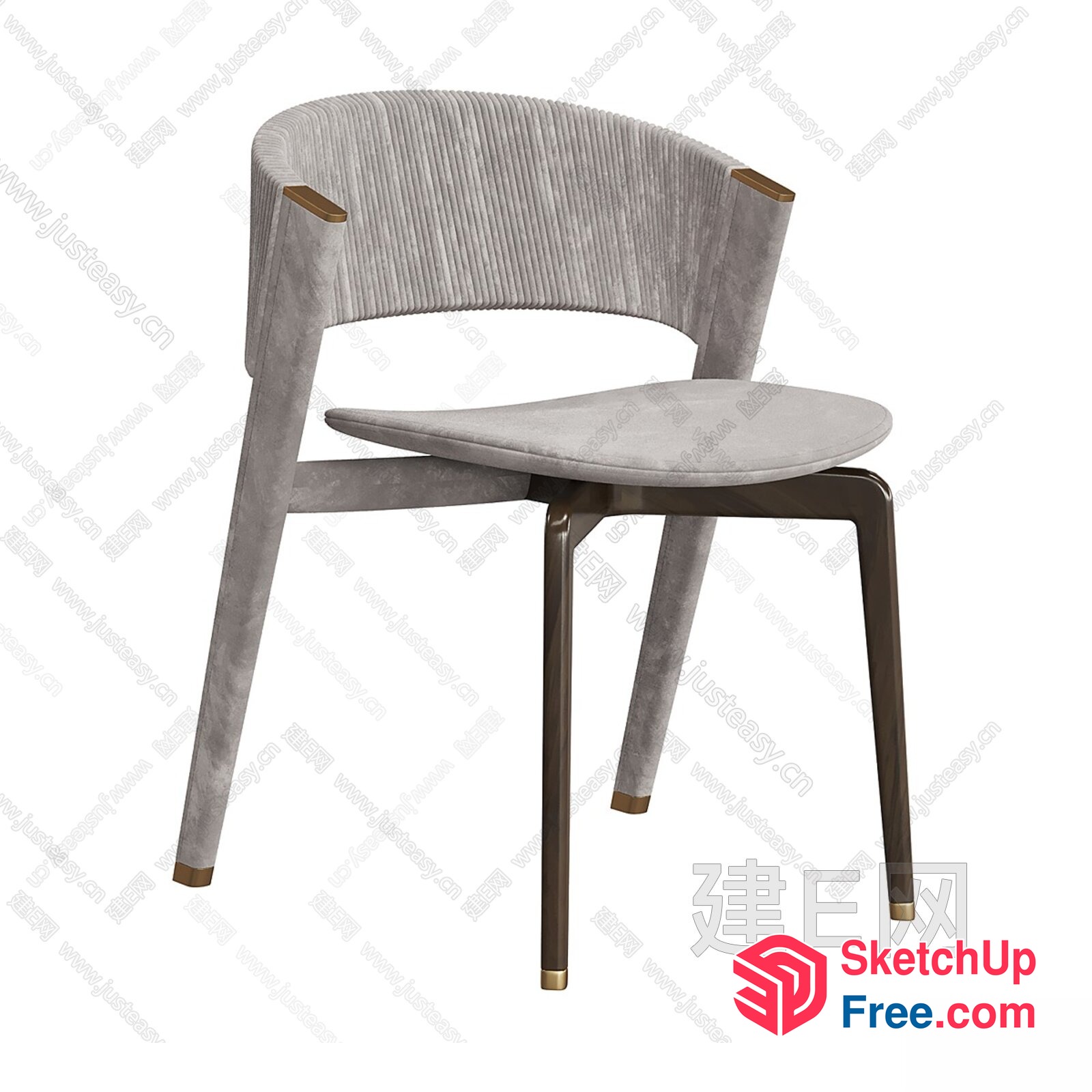 Elegant Grey Chair With Gold Accents 3D SketchUp File