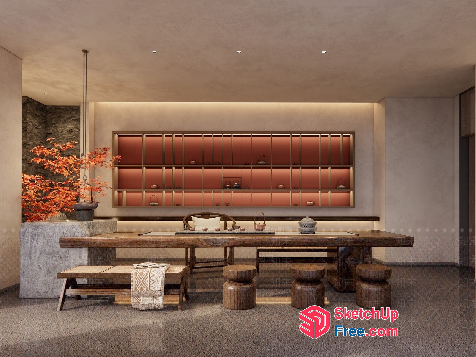 Japanese-Inspired Minimalist Dining Room 3D SketchUp File
