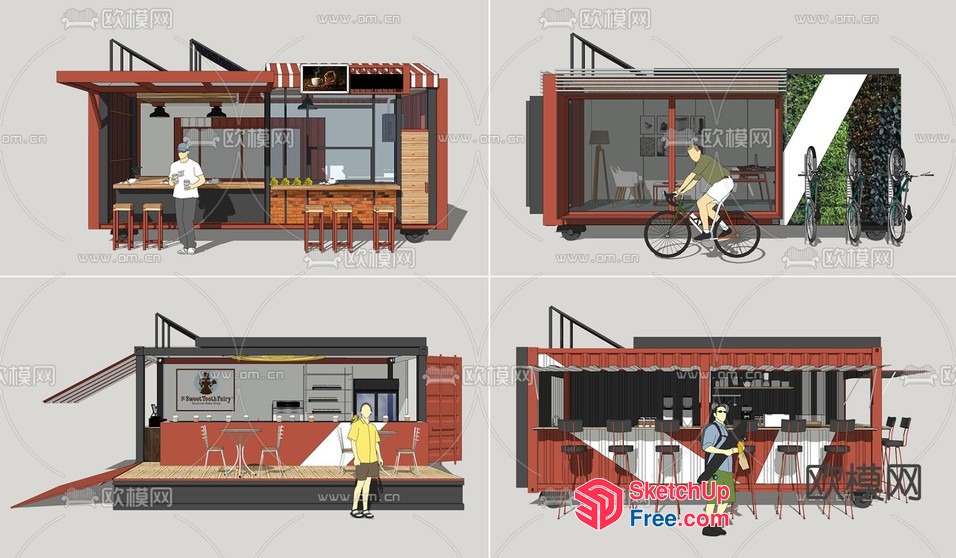 Modern Food Truck And Bar Interior 3D SketchUp File