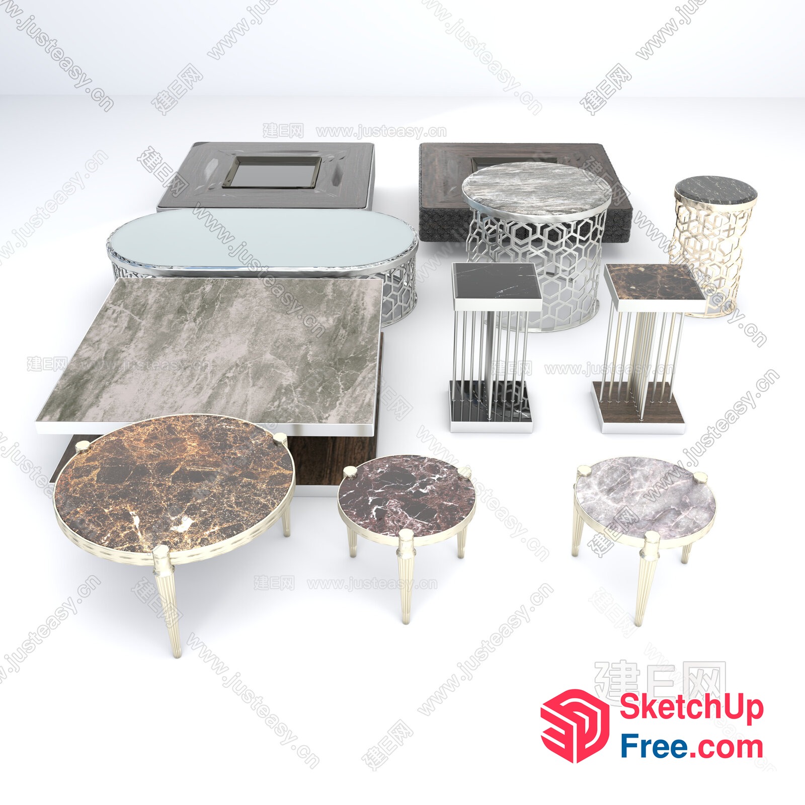 Marble And Metal Furniture Collection 3D SketchUp File