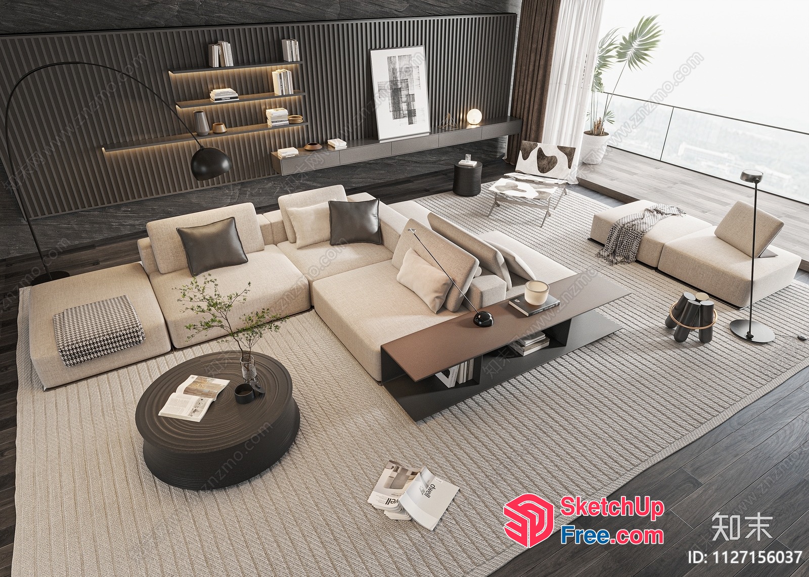 Modern Minimalist Living Room With Neutral Tones 3D SketchUp File