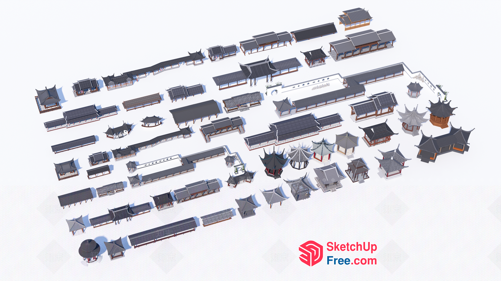 Asian-Style Buildings Collection 3D SketchUp File