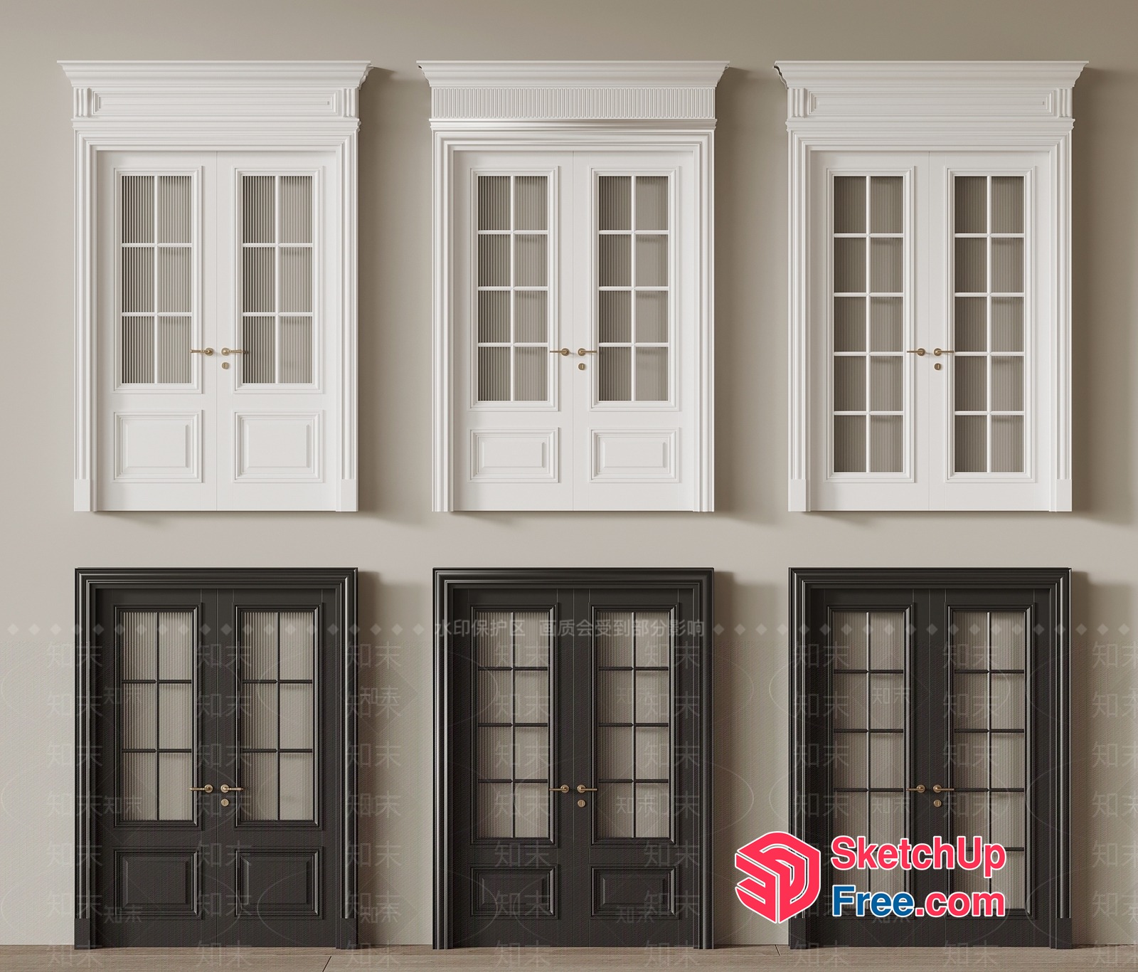 Elegant French Style Doors And Windows 3D SketchUp File