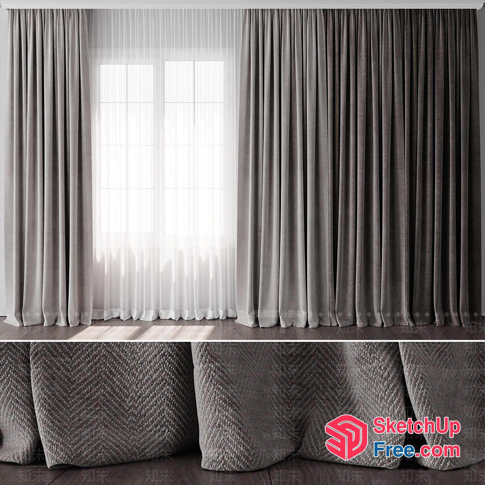 Elegant Interior Curtain And Window Set 3D SketchUp File
