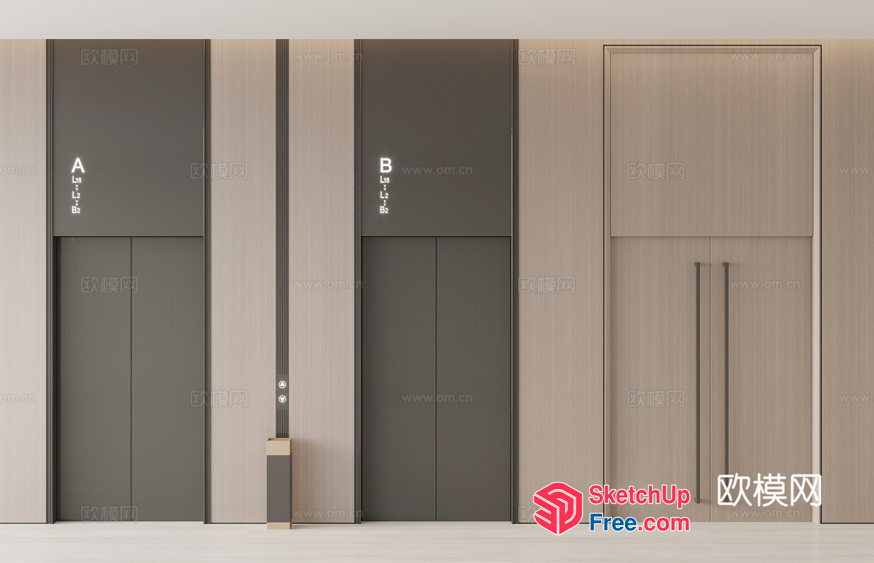 Modern Elevator And Stairs Design 3D SketchUp File