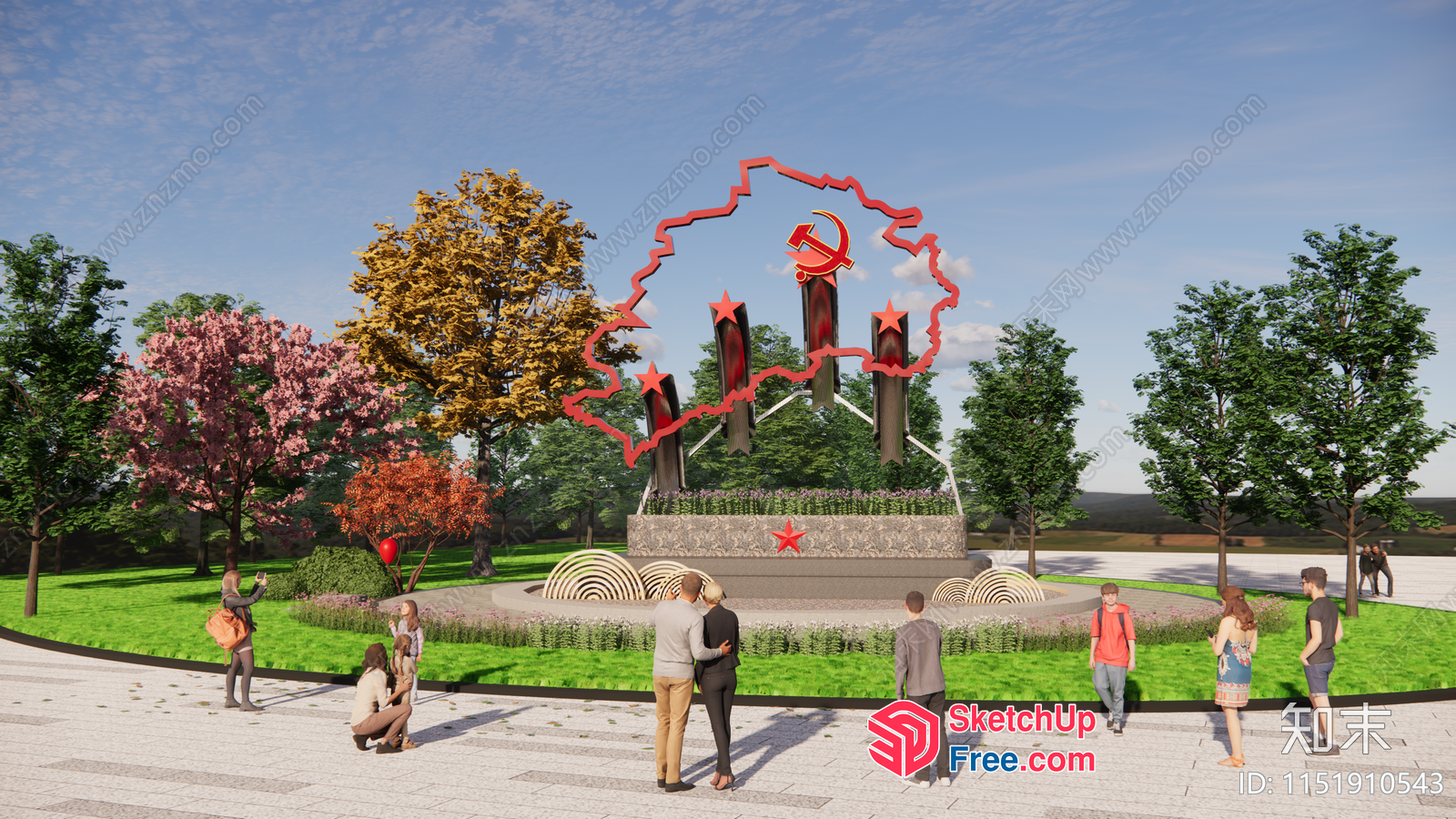 Soviet-Inspired Monumental Landmark 3D SketchUp File
