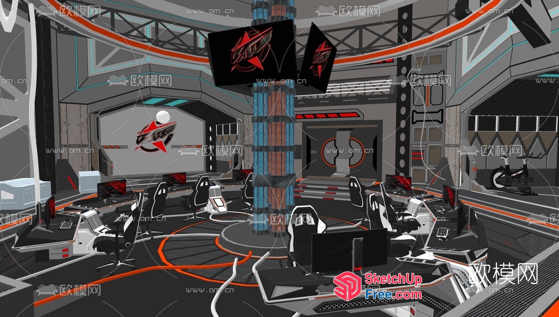 Futuristic Gaming Room Interior 3D SketchUp File