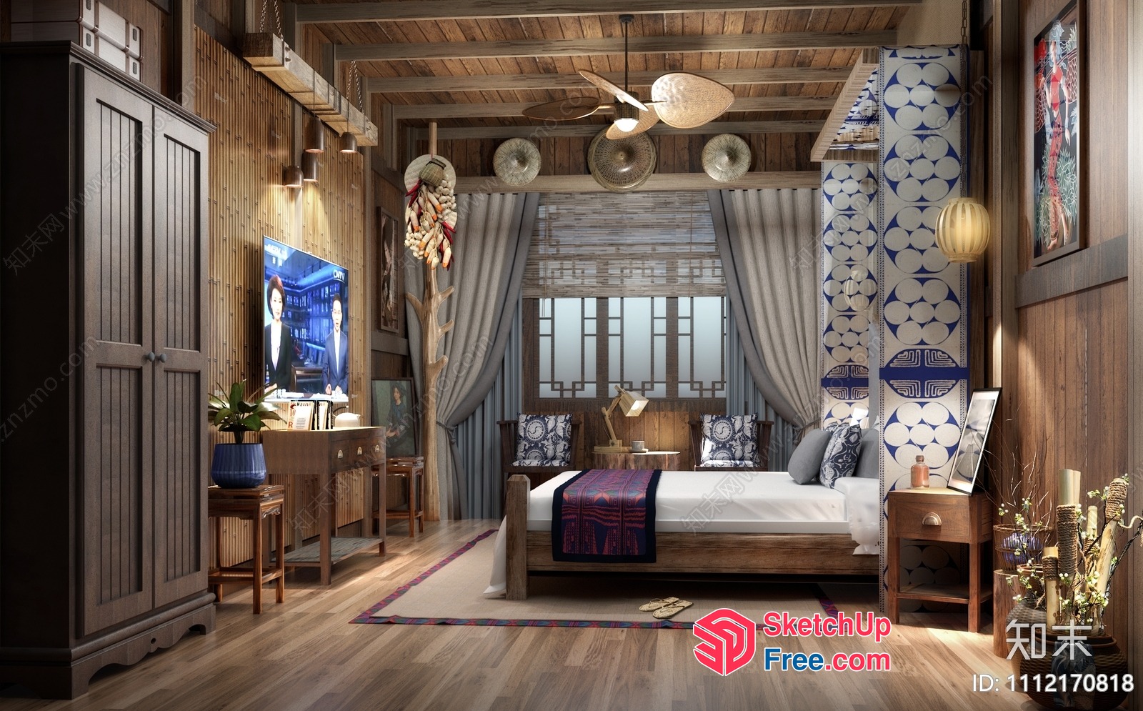 Rustic Wooden Decor And Furniture 3D SketchUp File