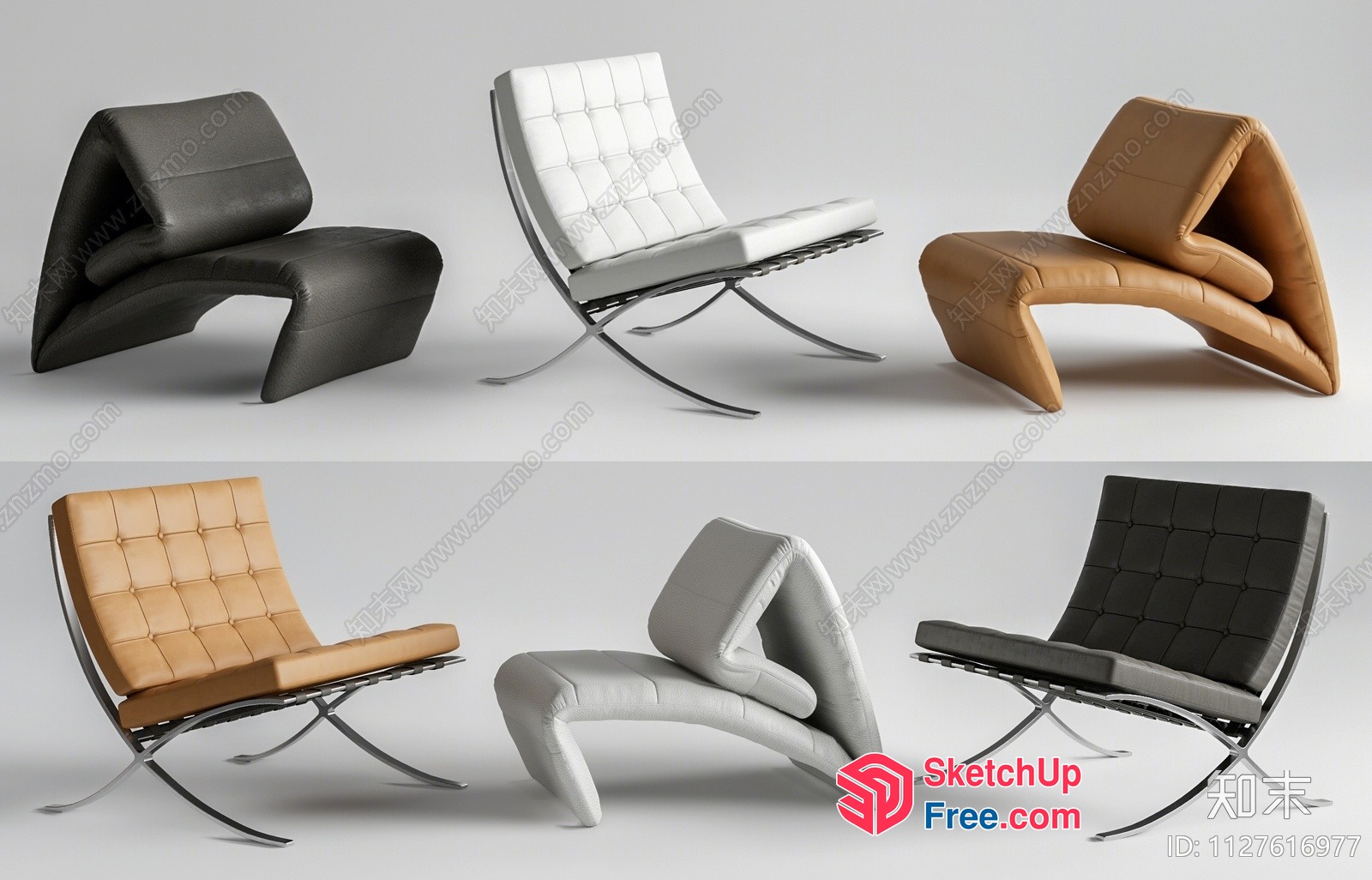 Sleek And Modern Leather Accent Chairs 3D SketchUp File