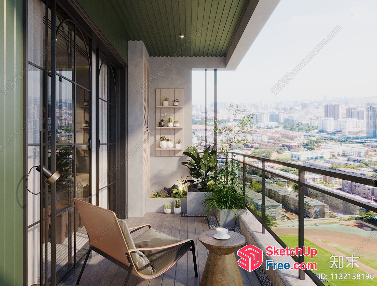 Balcony With A View Of The City 3D SketchUp File