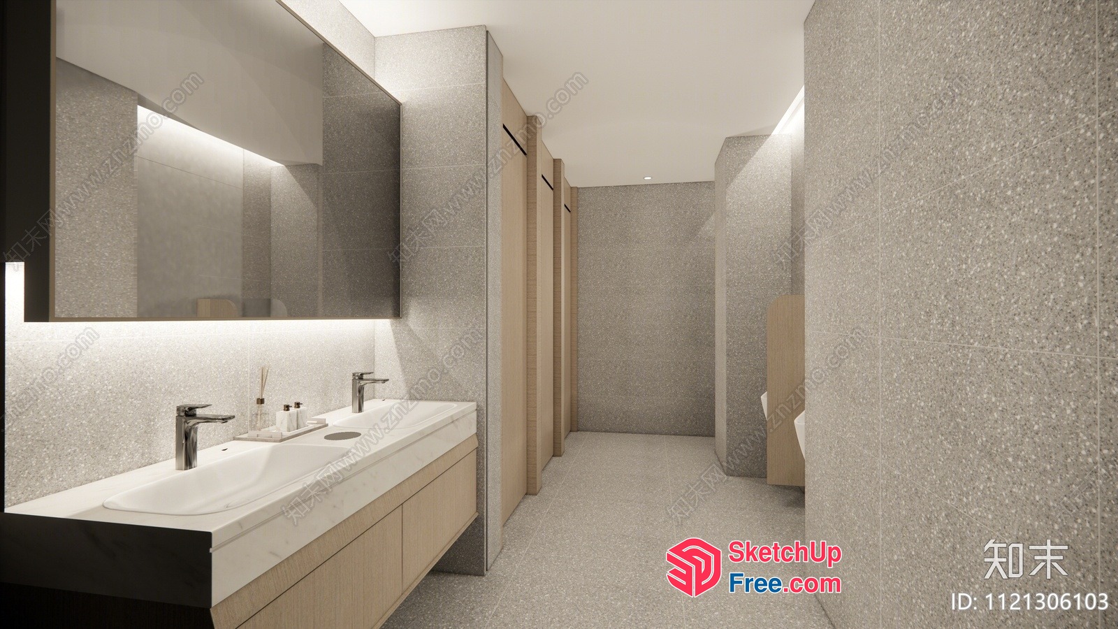 Modern Bathroom With White Sink And Mirror 3D SketchUp File