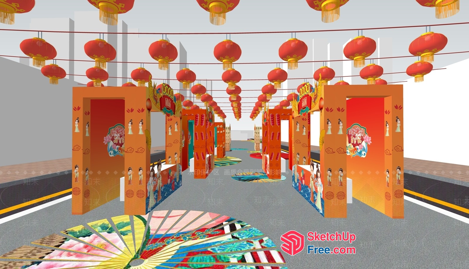 Asian-Inspired Decorative Entrance 3D SketchUp File
