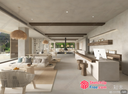 Modern Minimalist Japanese Style Interior Design 3D SketchUp File