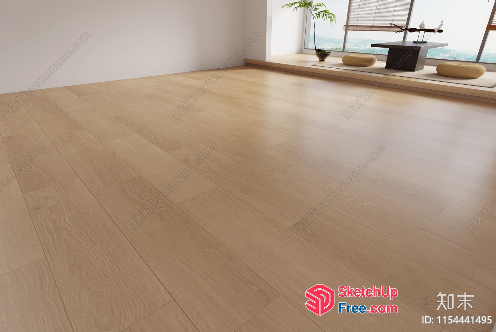 Light Wood Floor And White Walls 3D SketchUp File
