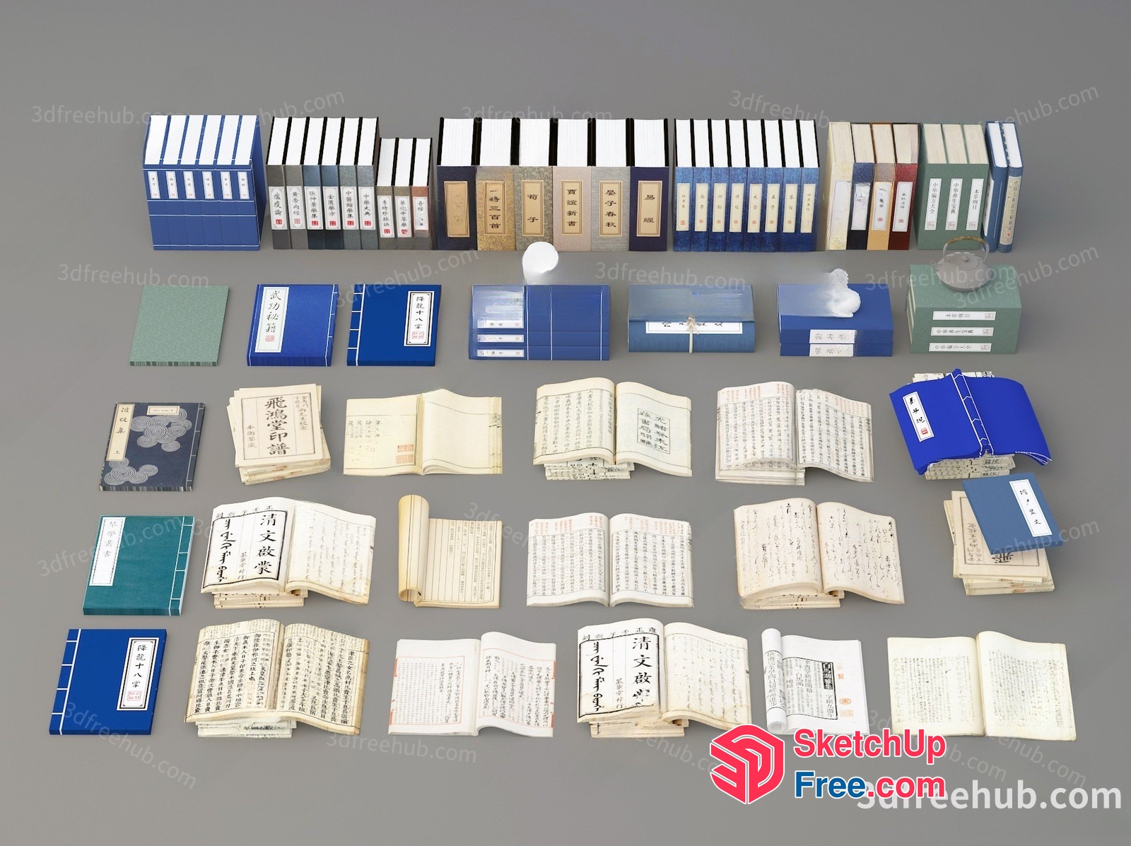 Collection Of Vintage Books And Binders 3D SketchUp File