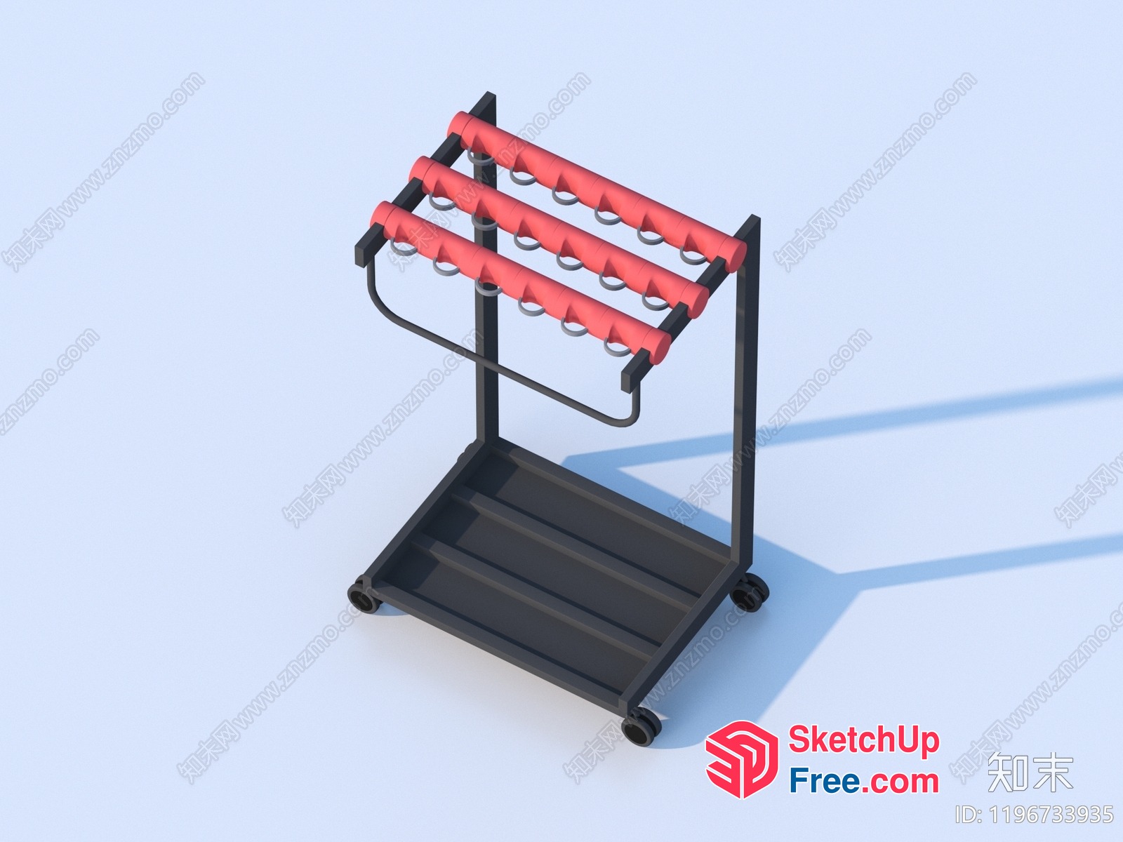 Rolling Display Stand For Hanging Garments 3D SketchUp File