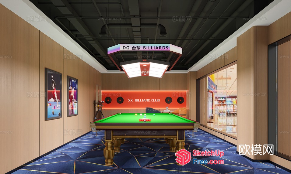 Billiard Club Interior 3D SketchUp File