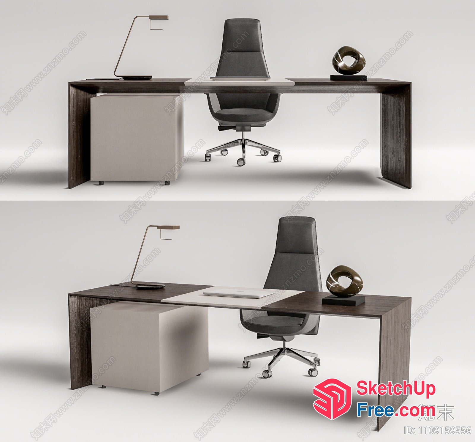 Modern Office Desk And Chair Set 3D SketchUp File
