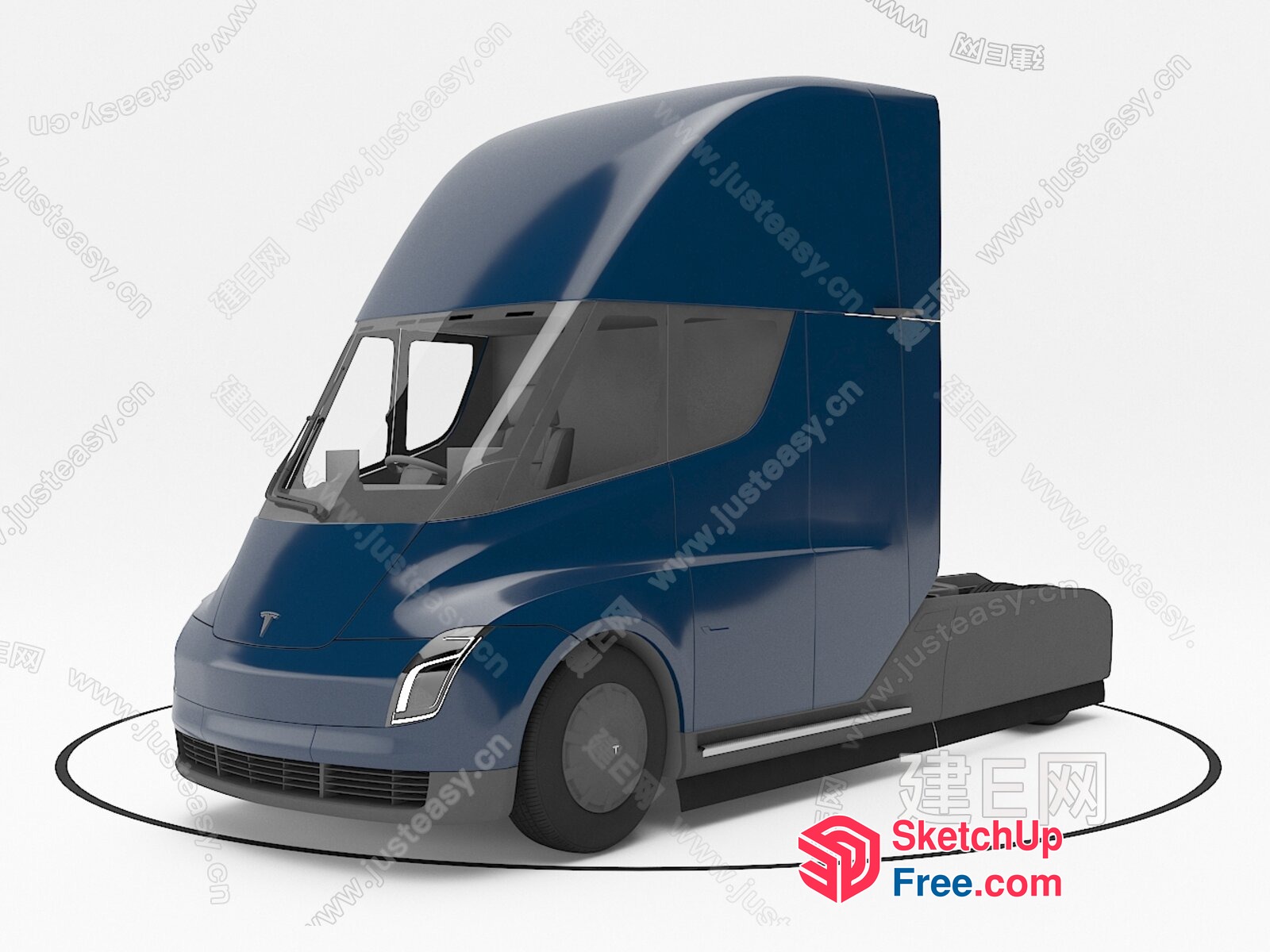 Electric Semi-Truck Rendering 3D SketchUp File