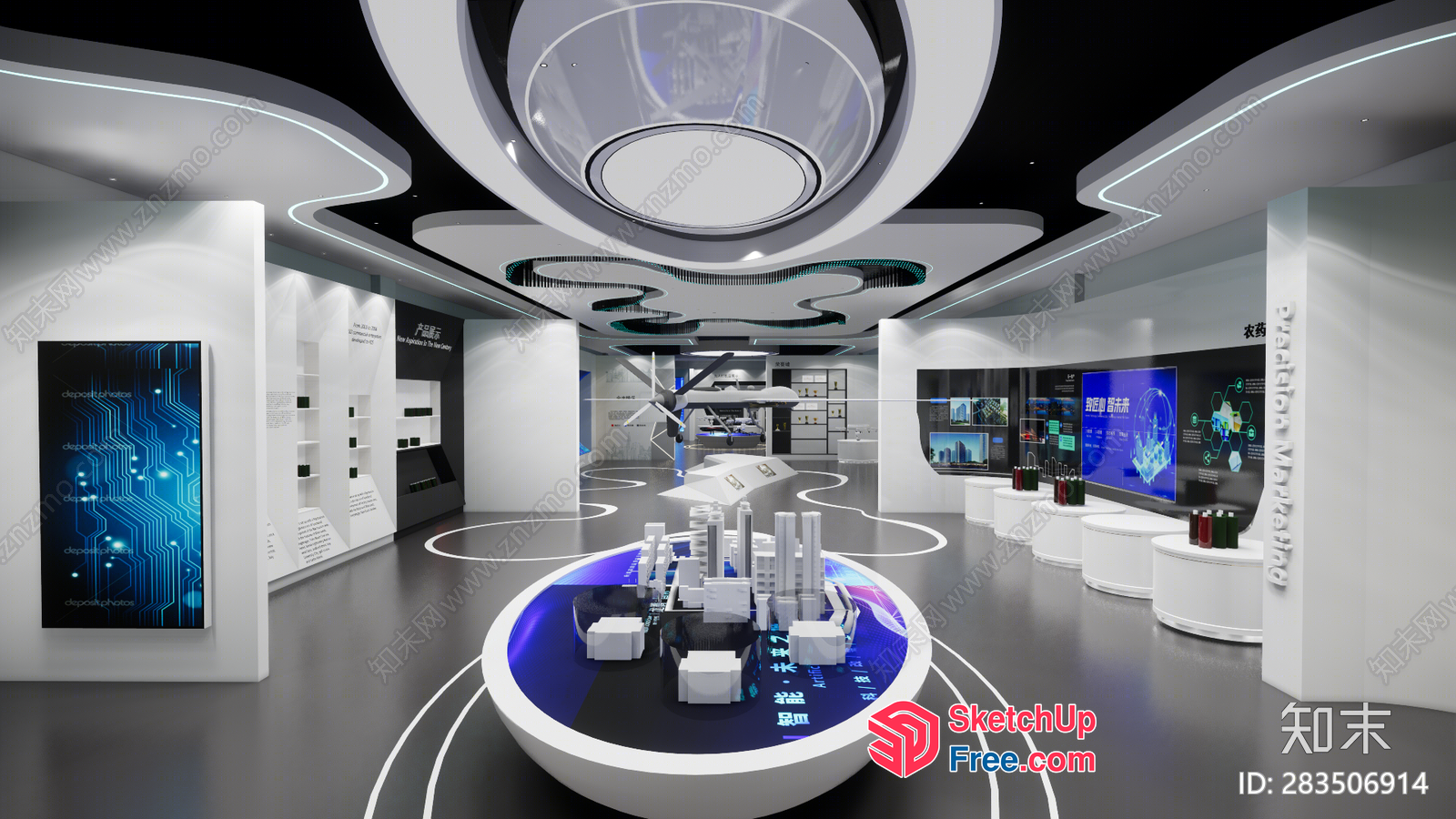 Futuristic Modern Office Interior Design 3D SketchUp File