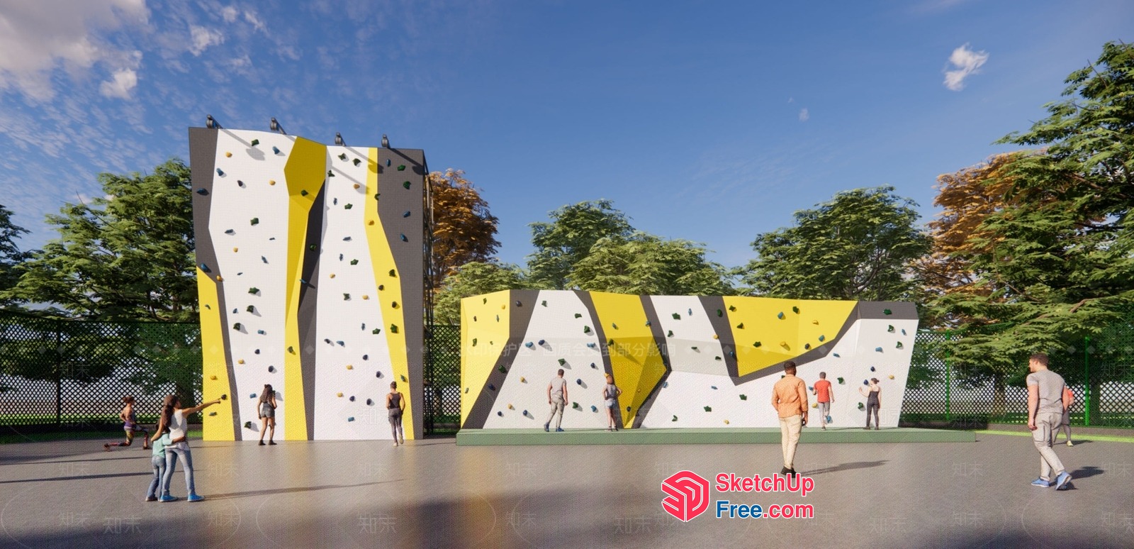 Outdoor Climbing Wall For Fitness And Recreation 3D SketchUp File