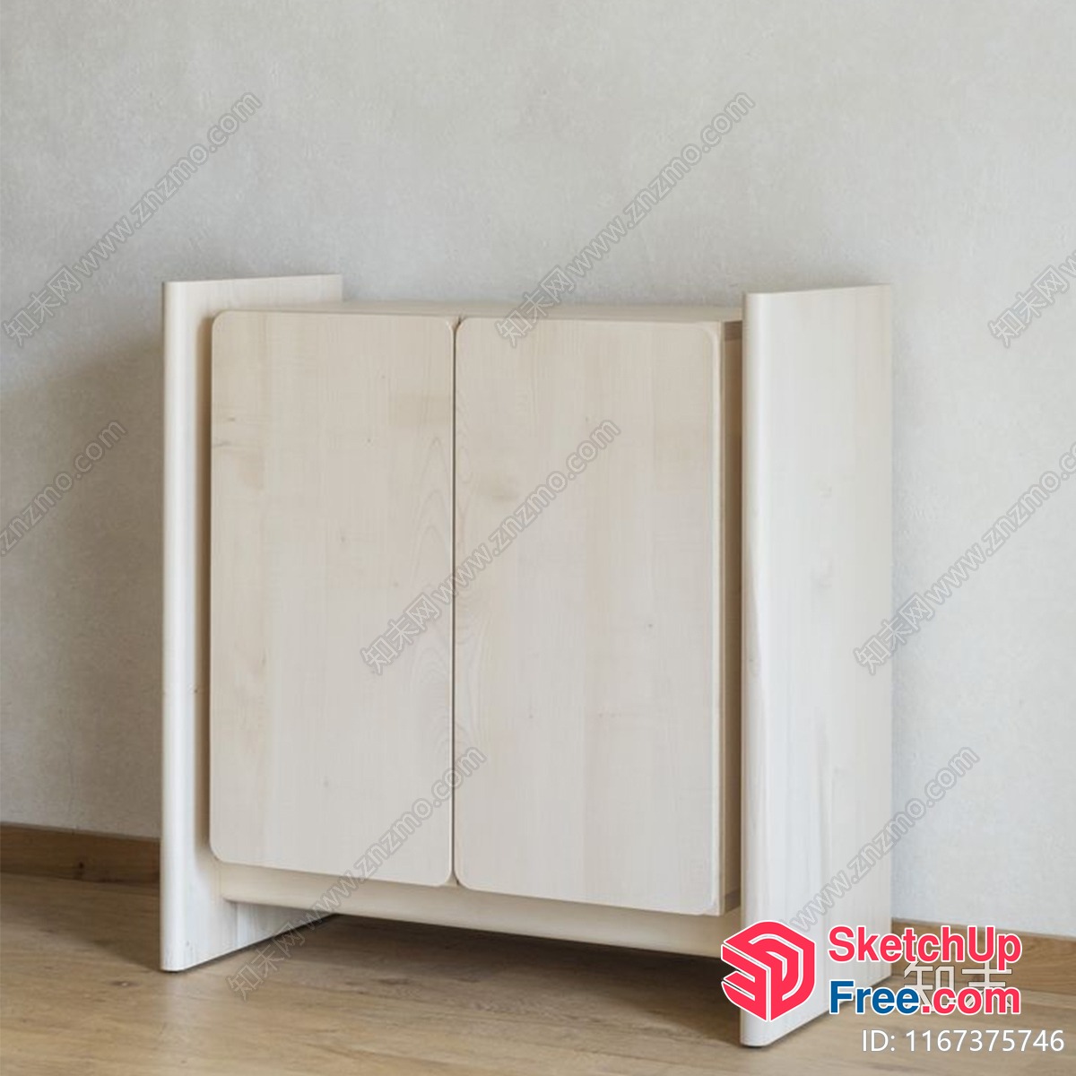 Minimalist White Wood Cabinet 3D SketchUp File