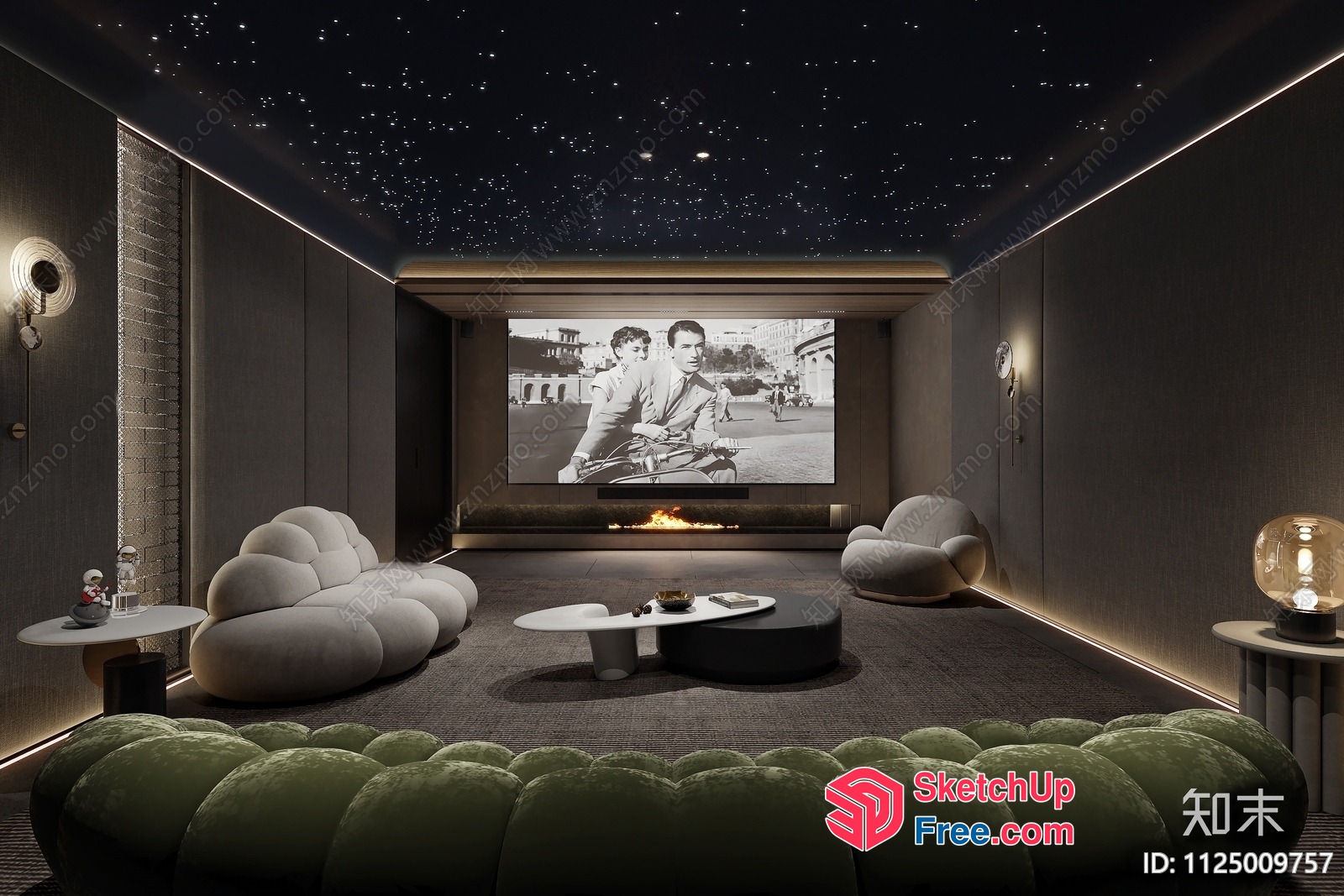 Modern Luxury Home Theater Interior Design 3D SketchUp File