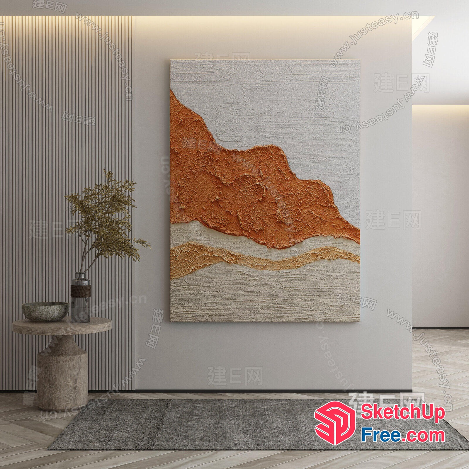 Modern Minimalist Japanese Style Living Room 3D SketchUp File