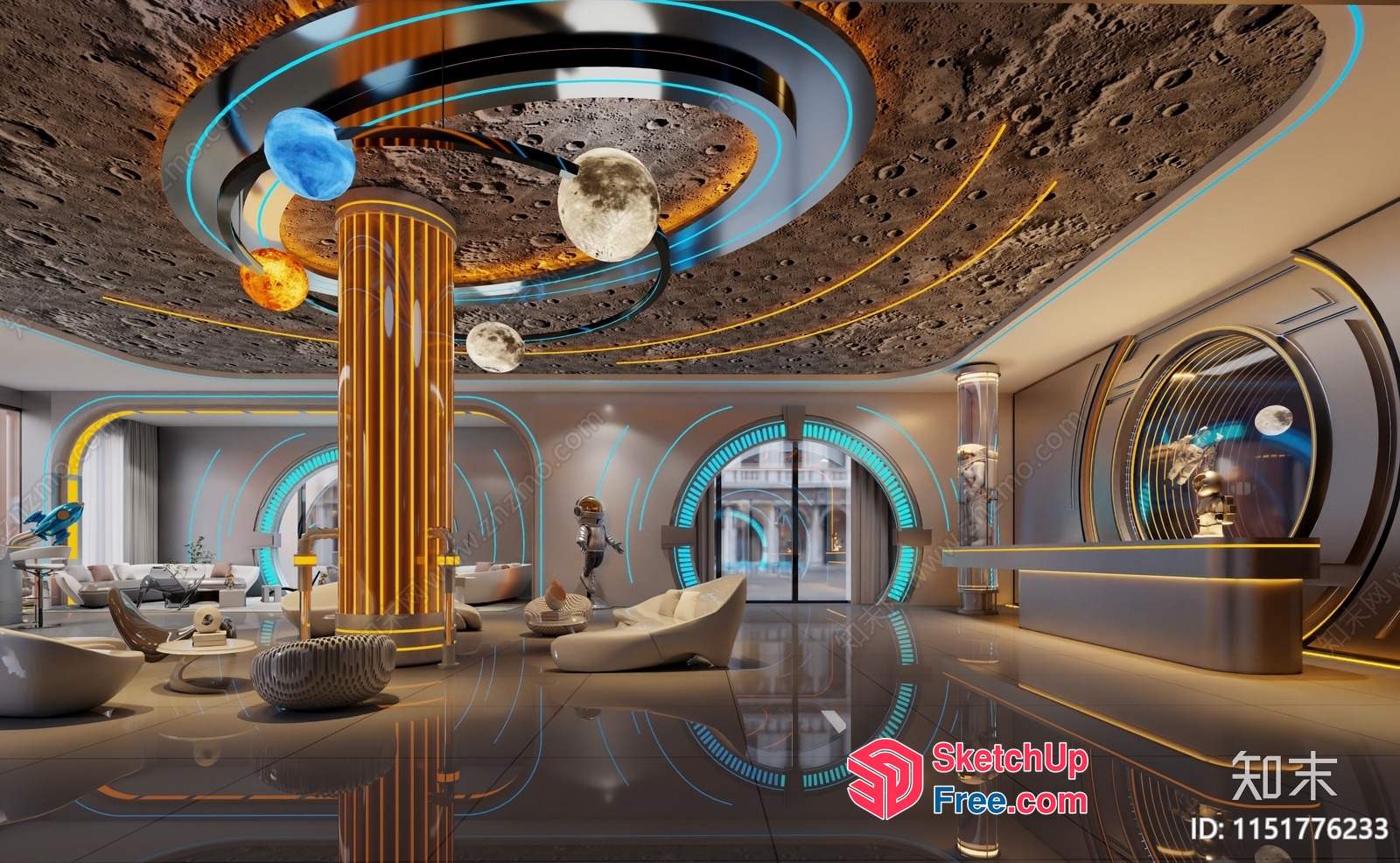 Futuristic Space-Themed Interior Design 3D SketchUp File