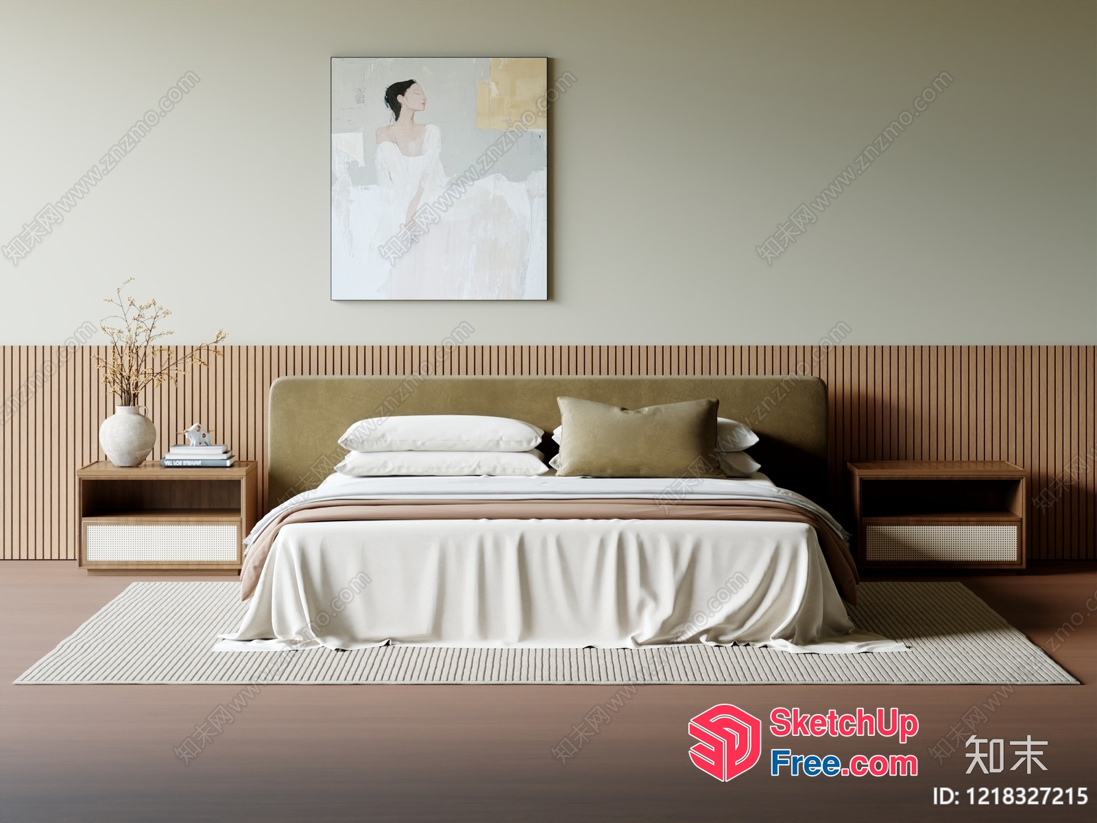 Elegant Modern Minimalist Bedroom Interior 3D SketchUp File