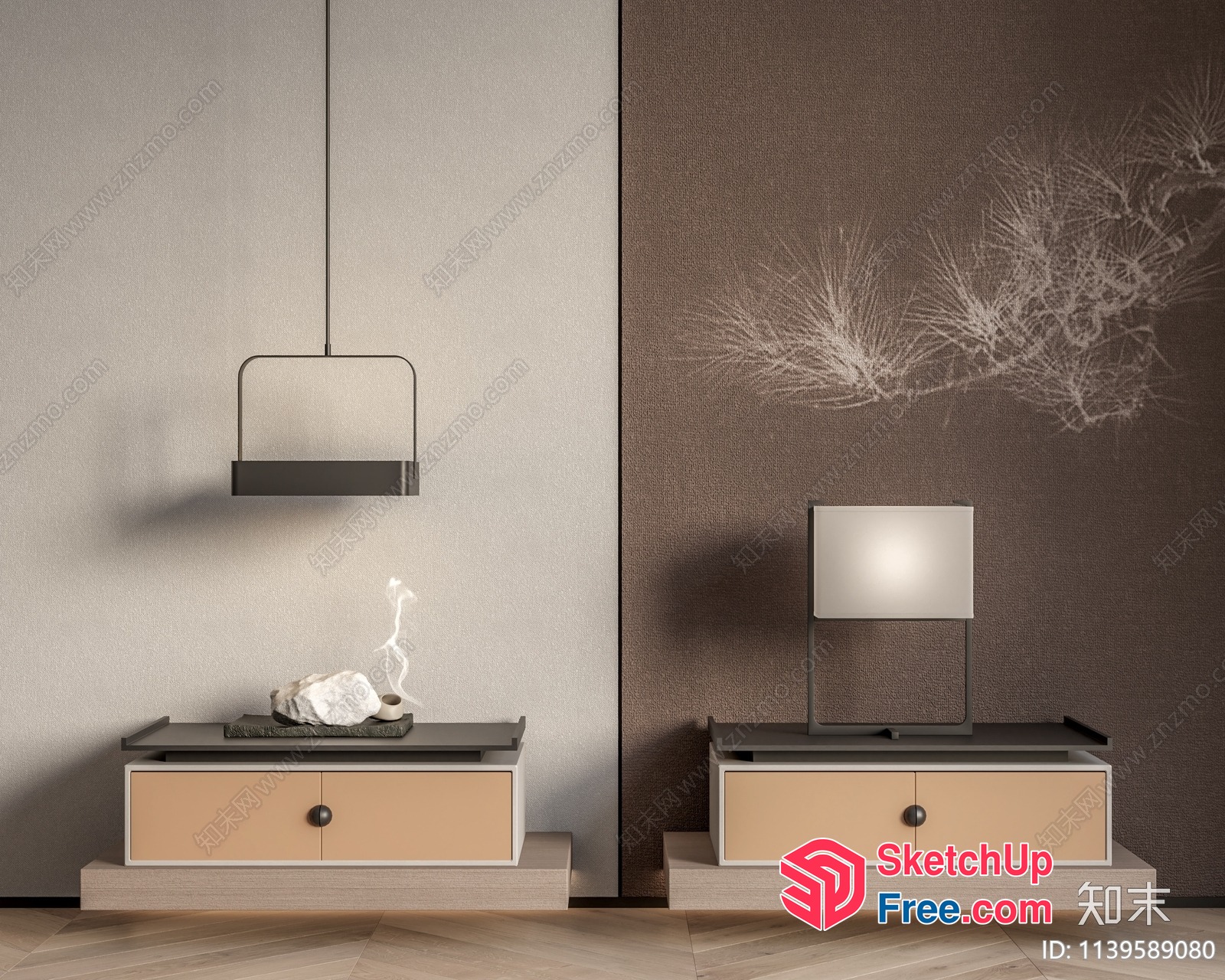 Minimalist Modern Furniture Set With Asian-Inspired Decor 3D SketchUp File