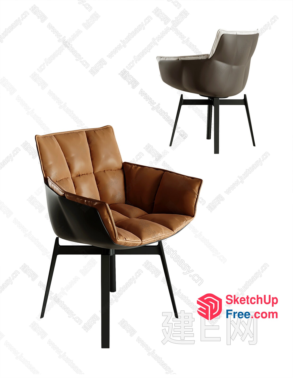 Leather Armchair With Black Frame 3D SketchUp File