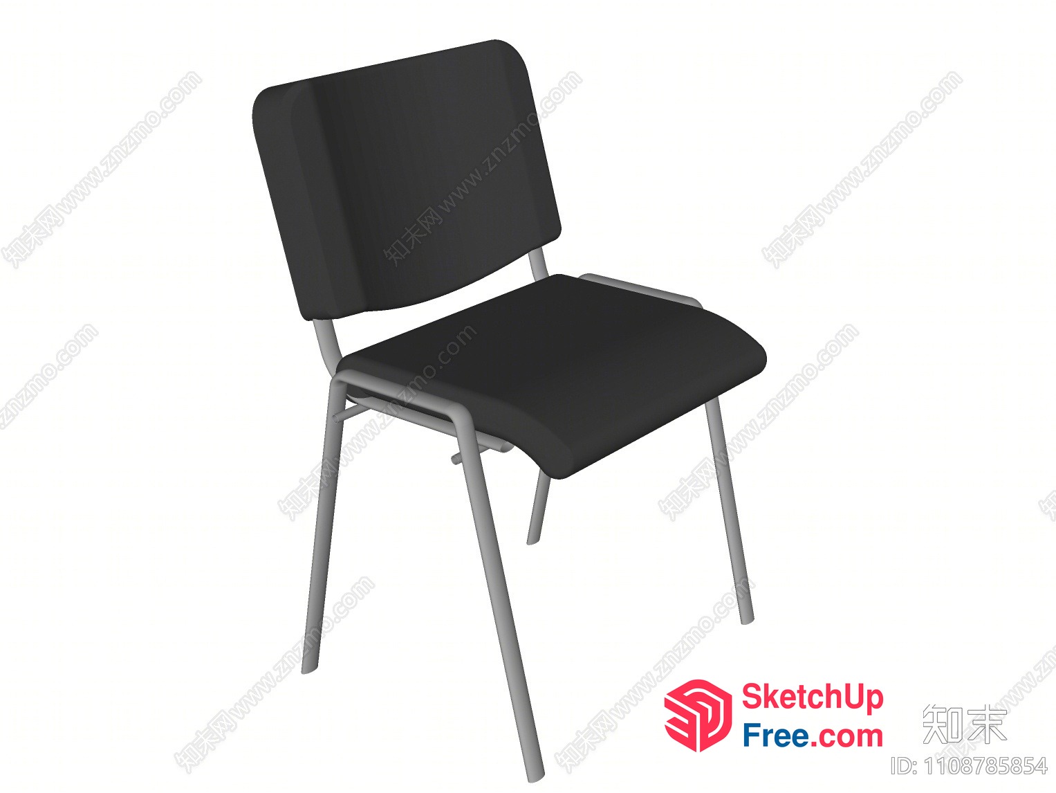 Simple Black Chair With Metal Legs 3D SketchUp File