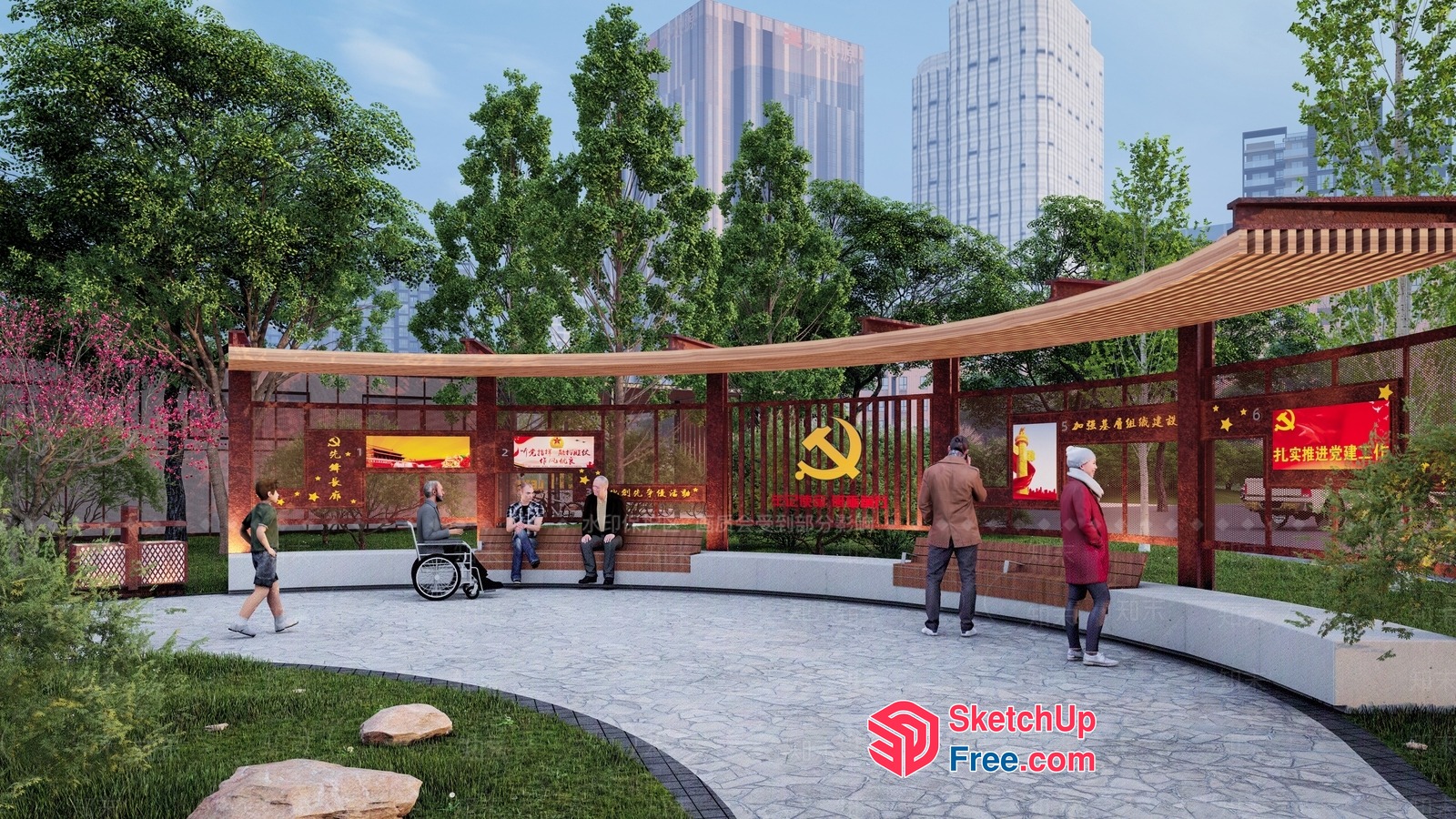 Modern Urban Park Scene 3D SketchUp File