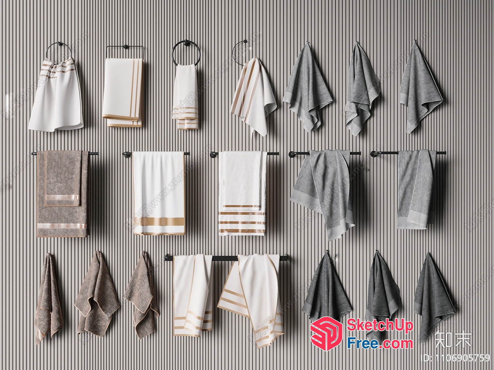 Elegant Towels In Neutral Colors 3D SketchUp File