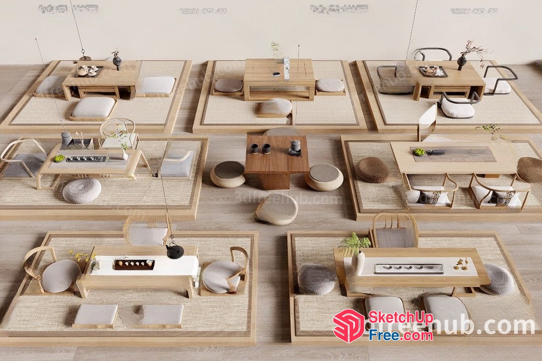 Japanese Style Minimalist Living Room 3D SketchUp File