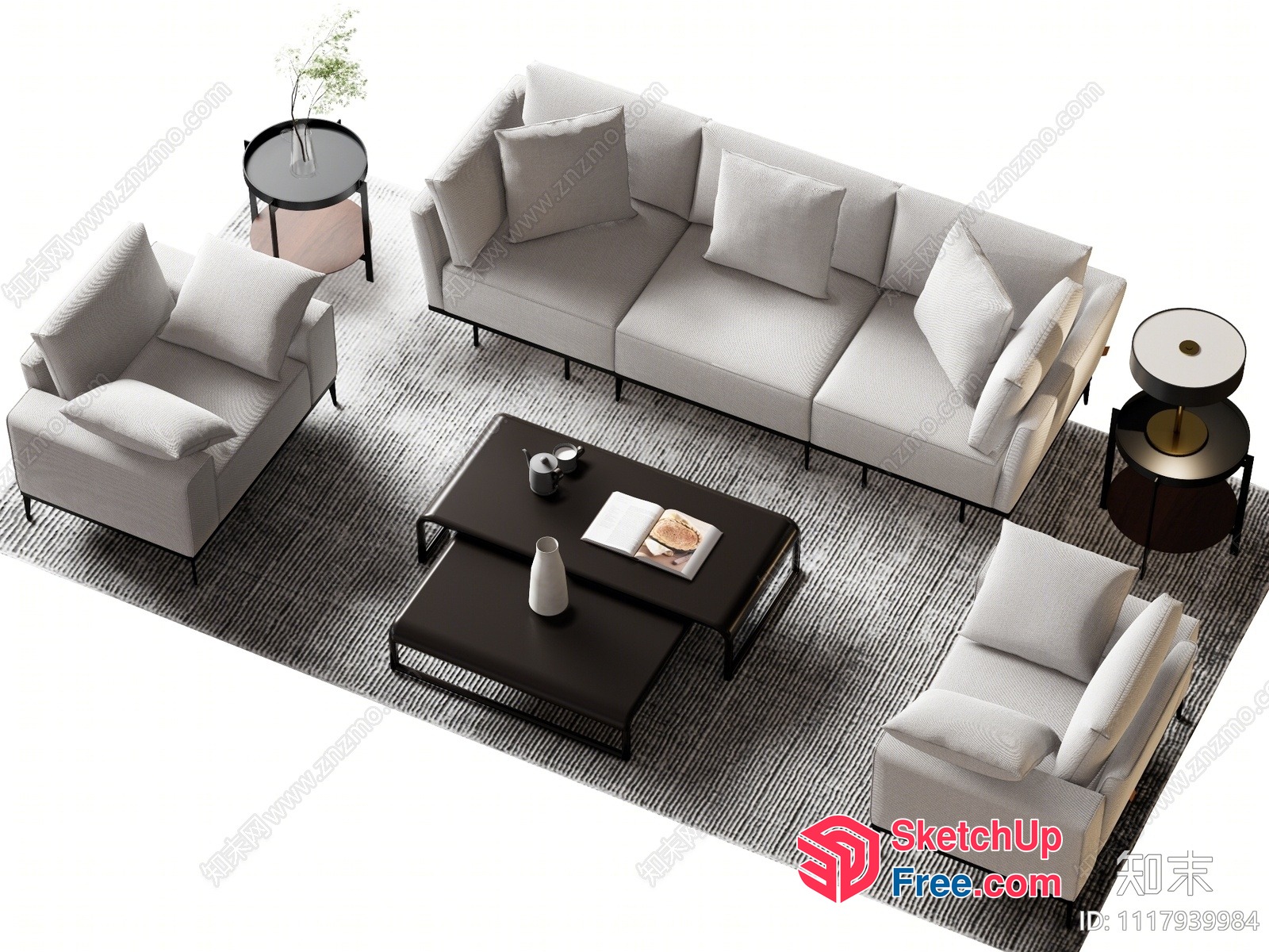 Modern Minimalist Living Room Furniture Set 3D SketchUp File