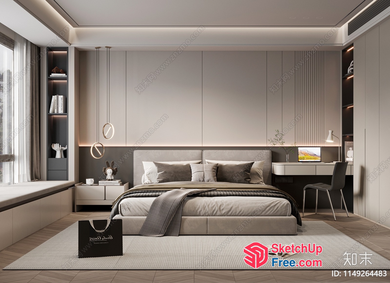 Modern Minimalist Bedroom Interior 3D SketchUp File
