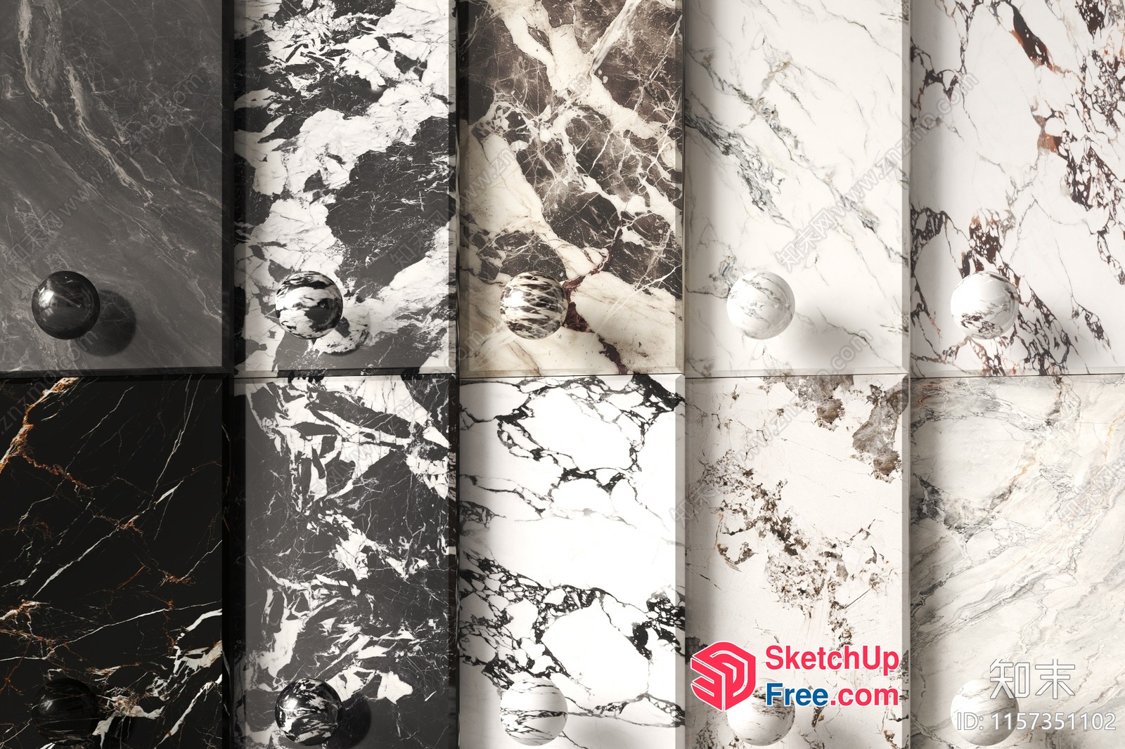 Marble Patterned Walls And Floor Tiles 3D SketchUp File