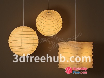 Two Hanging Paper Lanterns Against A Dark Background 3D SketchUp File