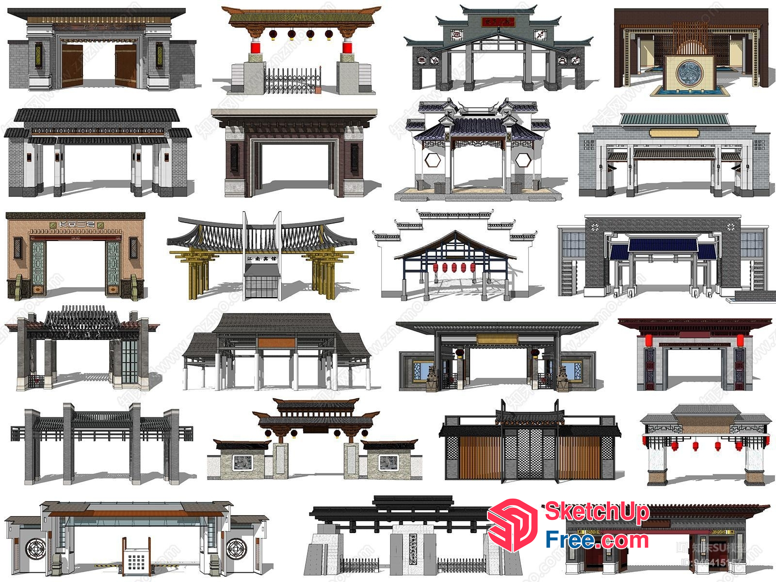 Traditional Asian Architecture Collection 3D SketchUp File