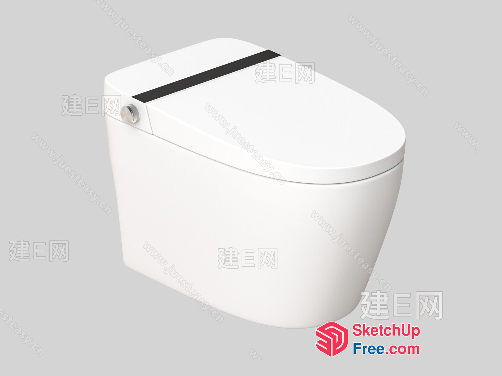 White Modern Toilet With Flush Button 3D SketchUp File
