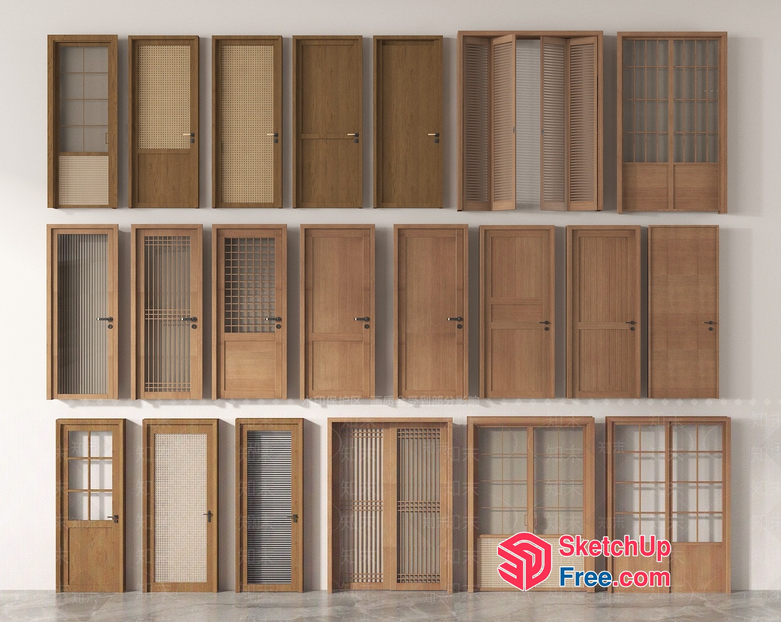 Wooden Door Variations Collection 3D SketchUp File