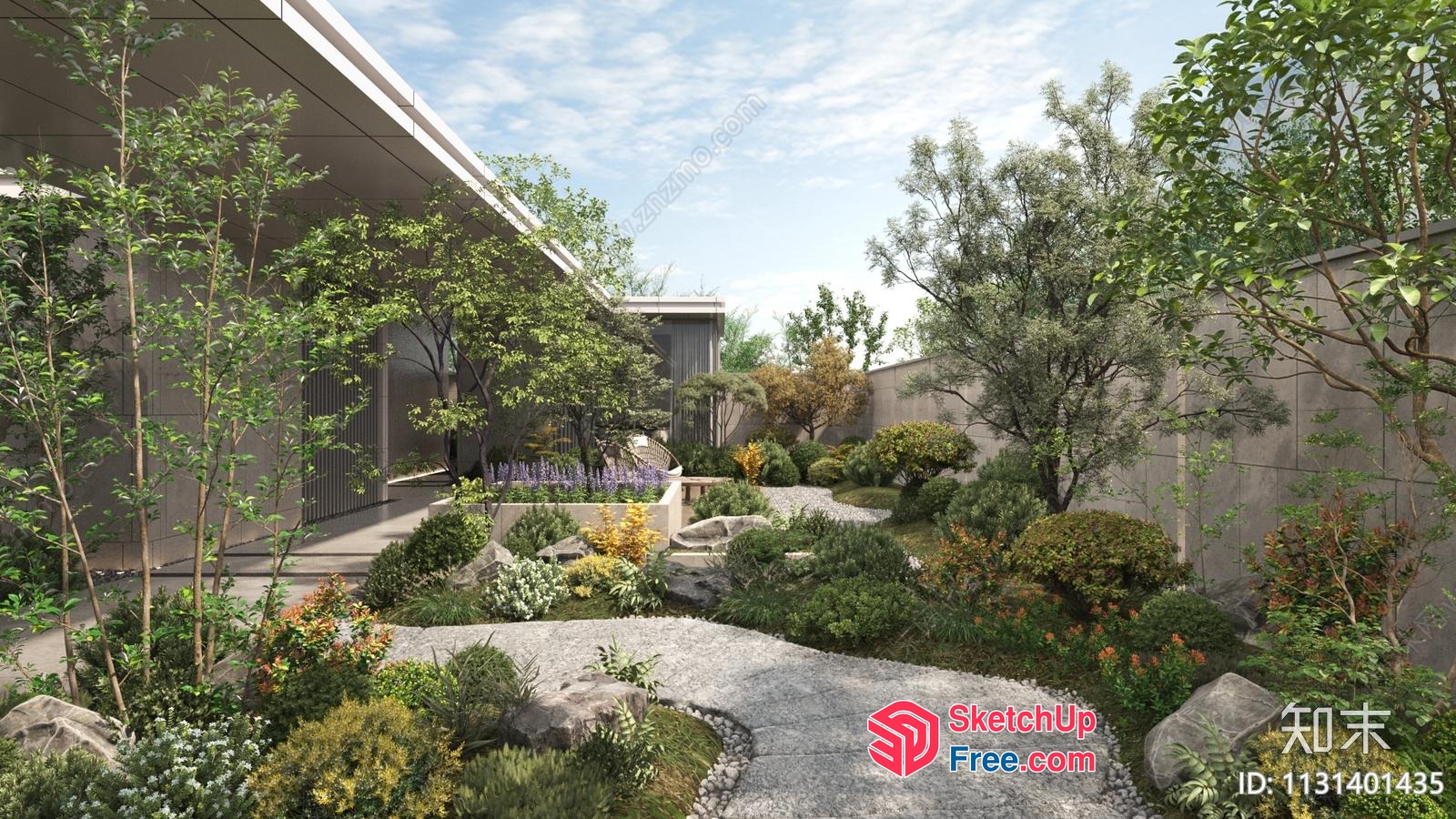 Serene Japanese-Style Garden 3D SketchUp File