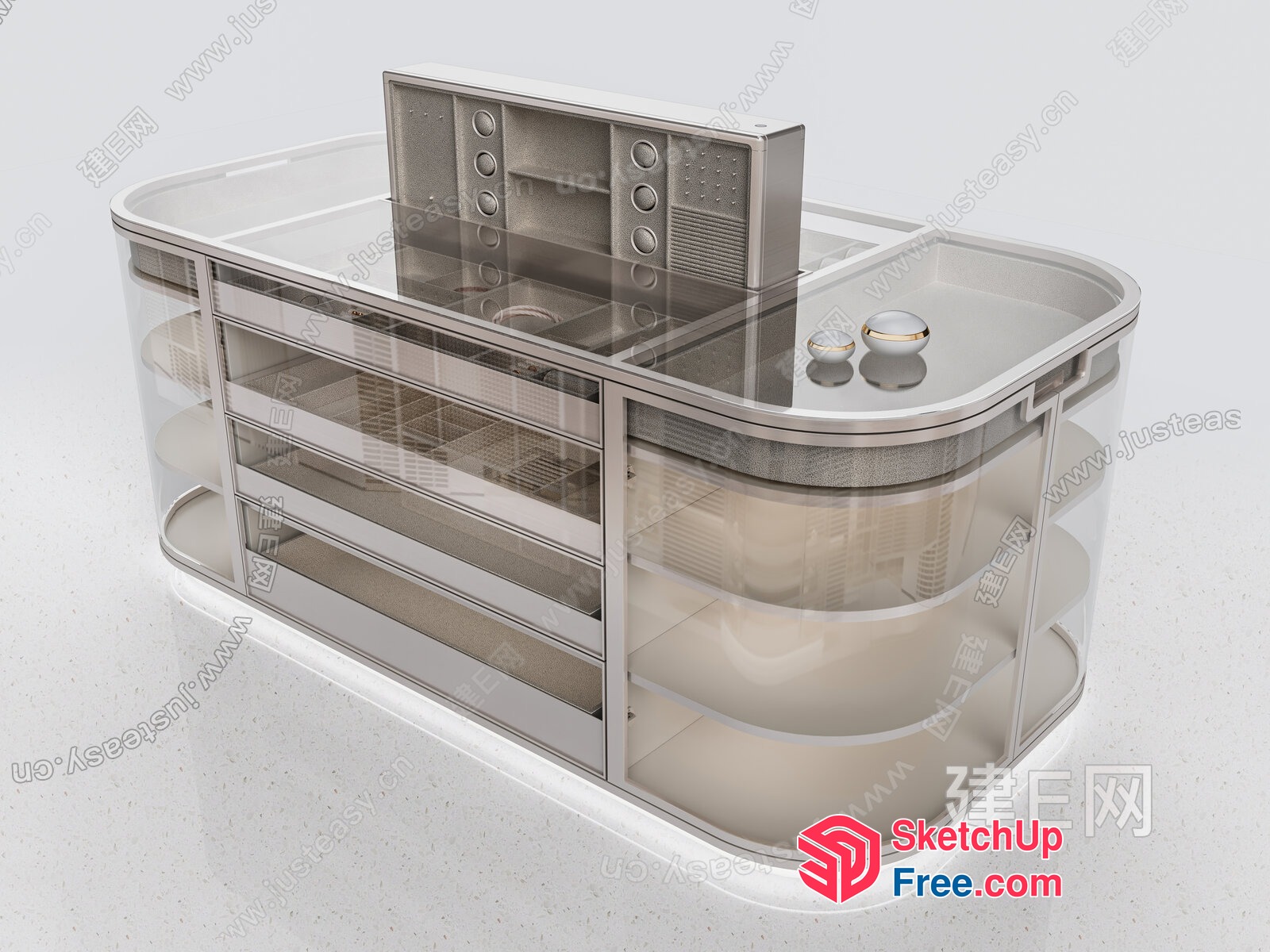 Modern Glass And Metal Display Counter 3D SketchUp File