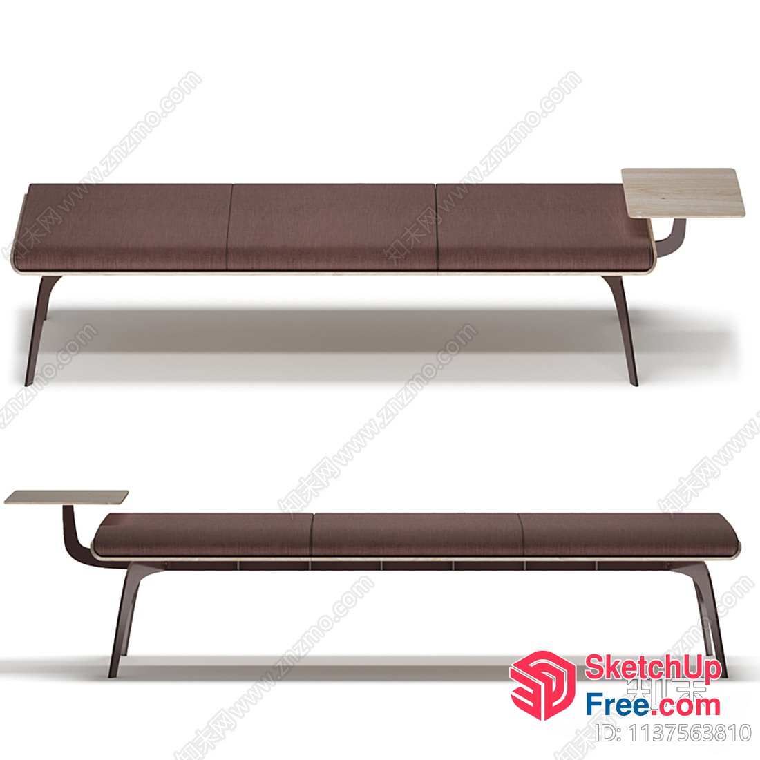 Modern Minimalist Sofa With Integrated Table 3D SketchUp File