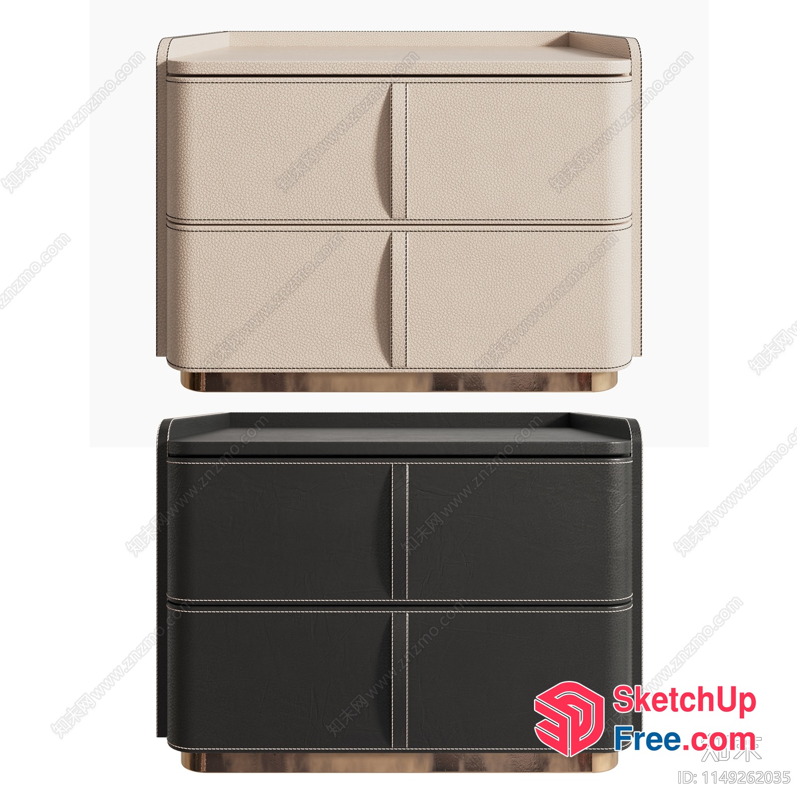 Modern Leather Nightstands With Gold Bases 3D SketchUp File