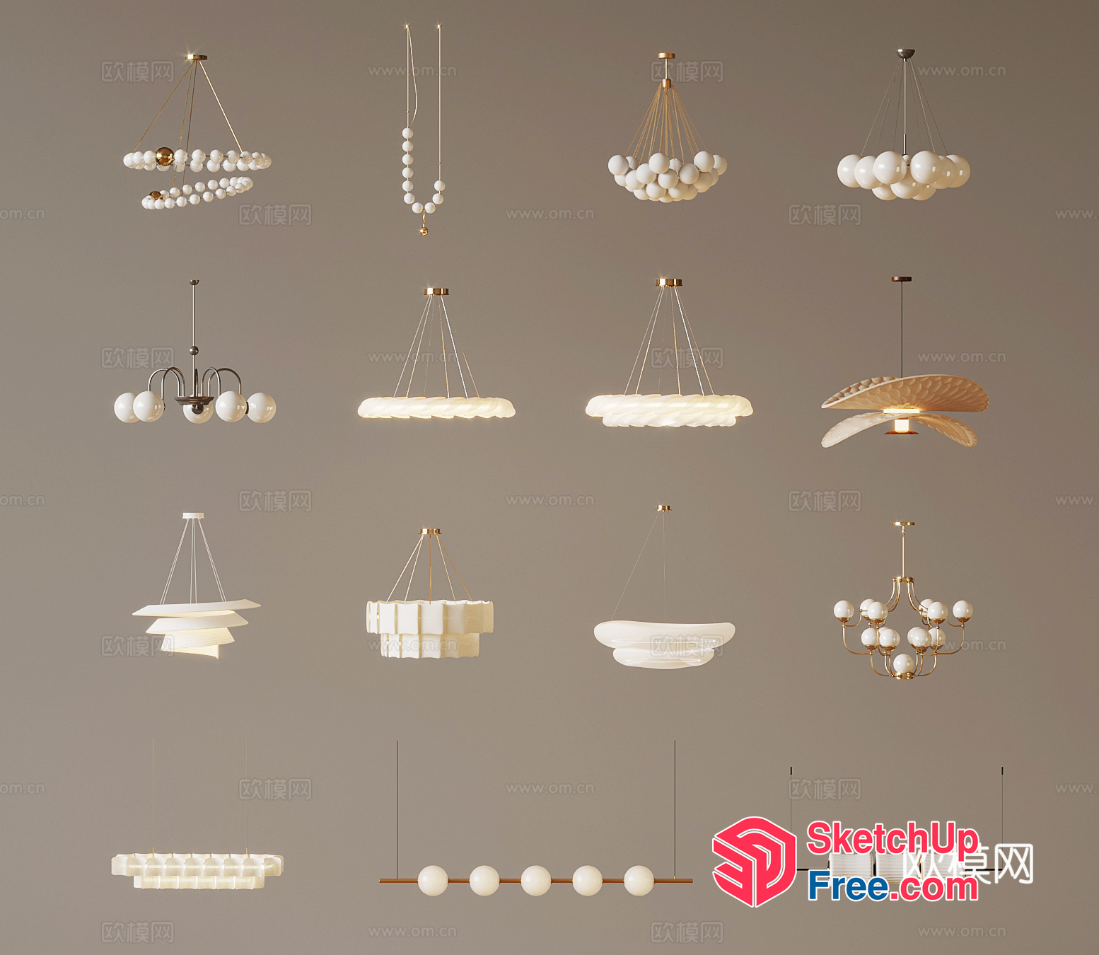 Elegant Modern Lighting Fixtures Collection 3D SketchUp File