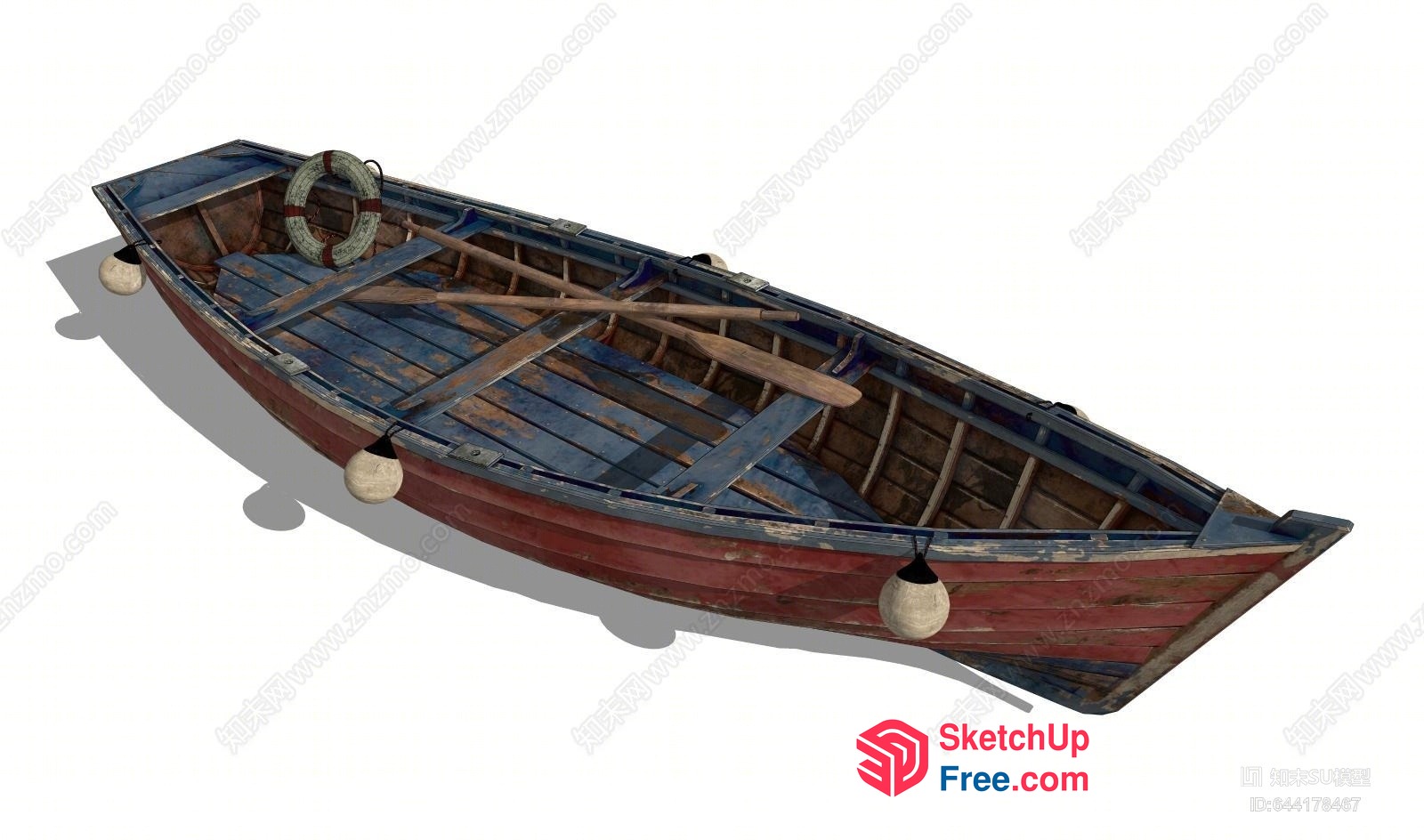 Weathered Wooden Boat Interior 3D SketchUp File